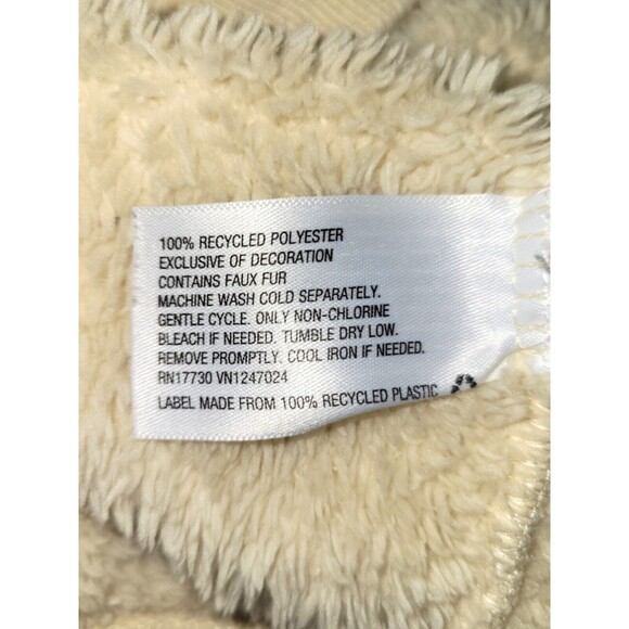 JoyLab Ivory Sherpa Pullover Sweatshirt Women’s L Quarter Zip Kangaroo Pocket - Picture 6 of 7
